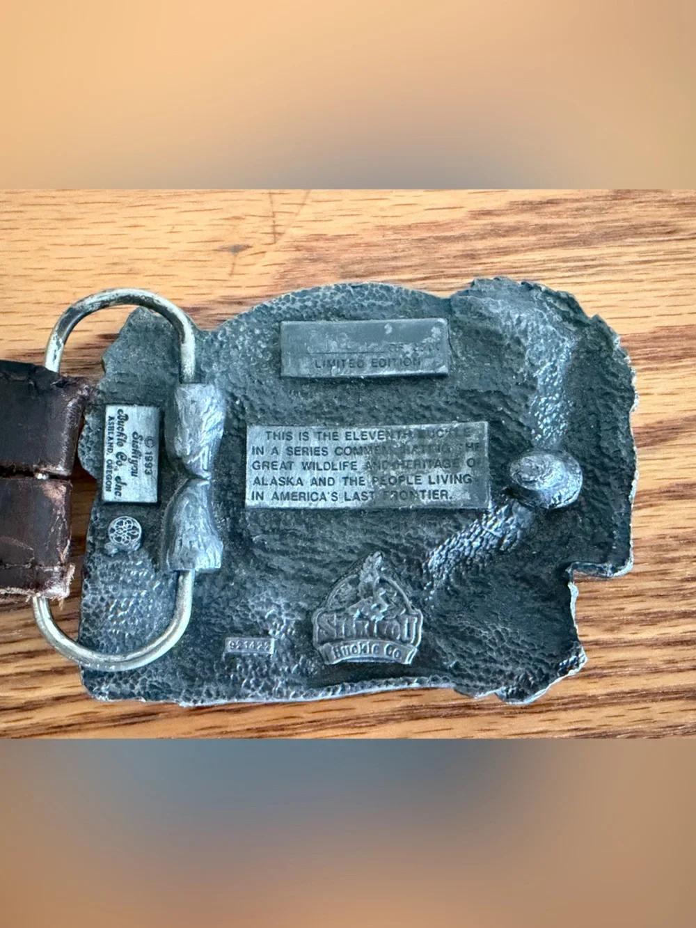 Siskiyou Vintage Brown Leather Belt with Limited Edition Decorative Metal Buckle
